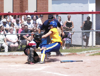 Marion Local's Kelsey Schaefer, right, has come up with clutch hits as the designated player this season for the Flyers. Marion plays Crestline on Thursday morning in Ashland.<br>dailystandard.com