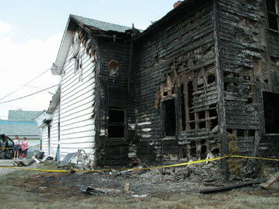 The charred remains of the Dick Pontius home in Rockford is a haunting reminder to family members who barely escaped the blaze late Sunday night. The three occupants in the home escaped but were taken to the hospital and treated for smoke inhalation.<br>dailystandard.com