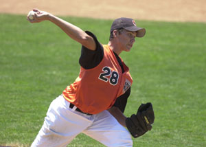 Coldwater's Sam Slavik started the ACME district torunament in style by pitching a no-hitter as the Cavaliers beat Lehman 5-0.<br>dailystandard.com