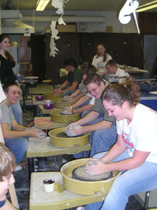 Art students at Memorial High School are learning pottery this term. They've just readied their clay for a turn on the wheel, which they are finding is not as easy as it looks.<br></br>dailystandard.com