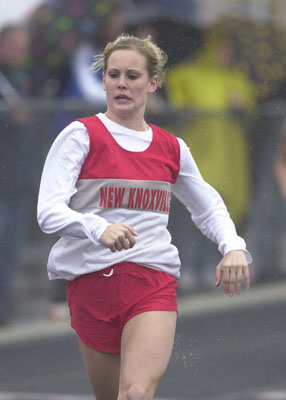 New Knoxville's Gina Bambauer placed second in two events and was part of the winning 1,600-meter relay at Saturday's Cardinal Invitational at New Bremen.<br>dailystandard.com