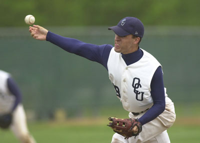 Oakland City pitcher Shane Roberts opened the NCCAA tournament in impressive fashion with a four-hit shutout over Cedarville during a 3-0 win for the Mighty Oaks at Jim Hoess Field on Wednesday. <br>dailystandard.com