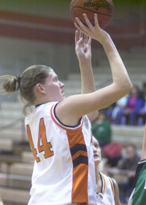 Coldwater's Kelly Obringer goes up for a shot. The senior provided six big rebounds to help in the Coldwater win over Celina.<br>dailystandard.com